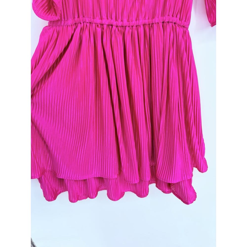 NWT Simply Southern Pleated Dress Large Fuchsia Pink Flutter Sleeve Mini Barbie - Picture 8 of 11